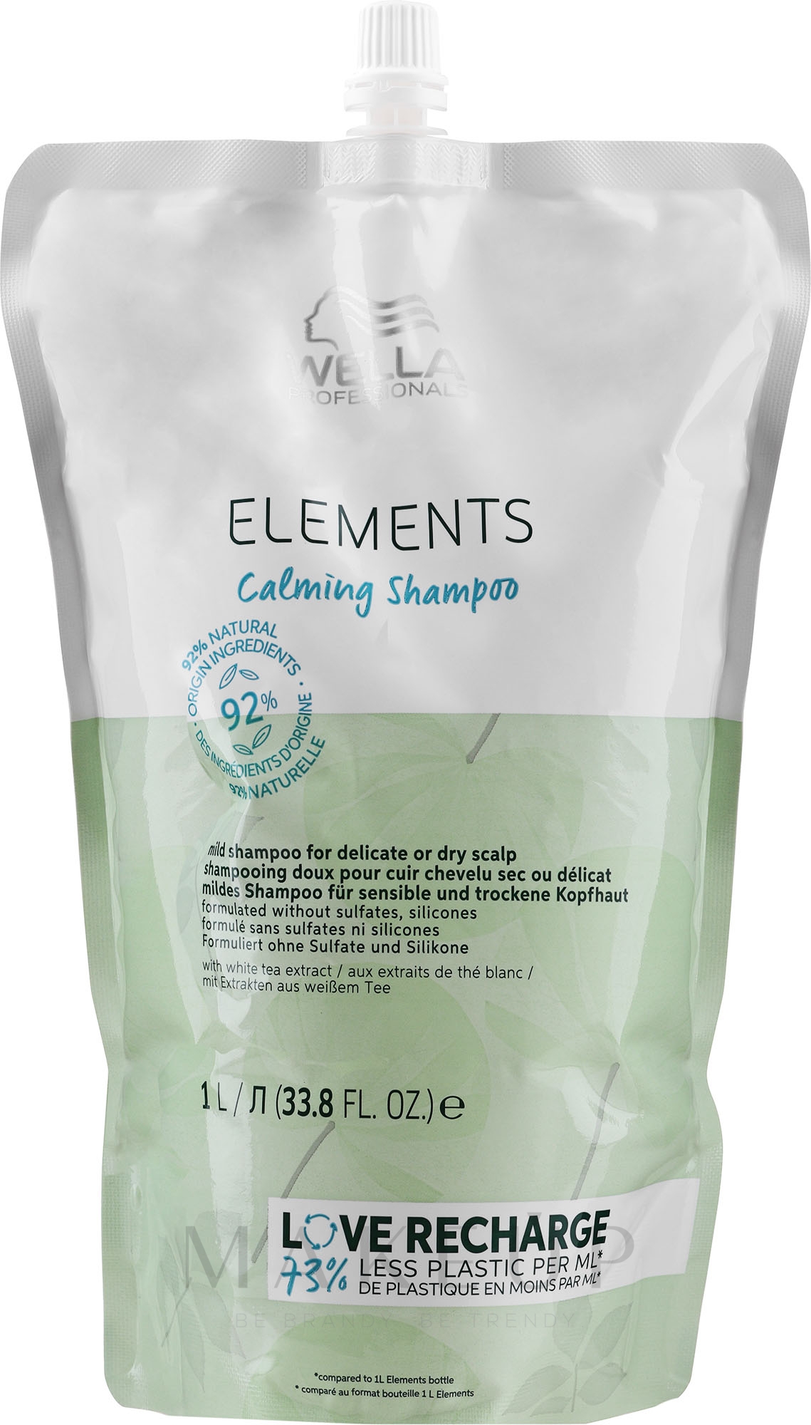 Beruhigendes Shampoo für trockene und empfindliche Kopfhaut - Wella Professionals Elements Calming Shampoo (Doypack) — Bild 1000 ml