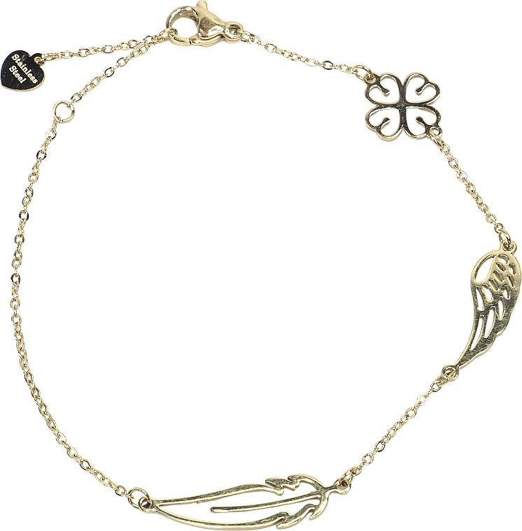 Armband für Damen Feder Flügel und Herzen golden - Lolita Accessories — Bild N1