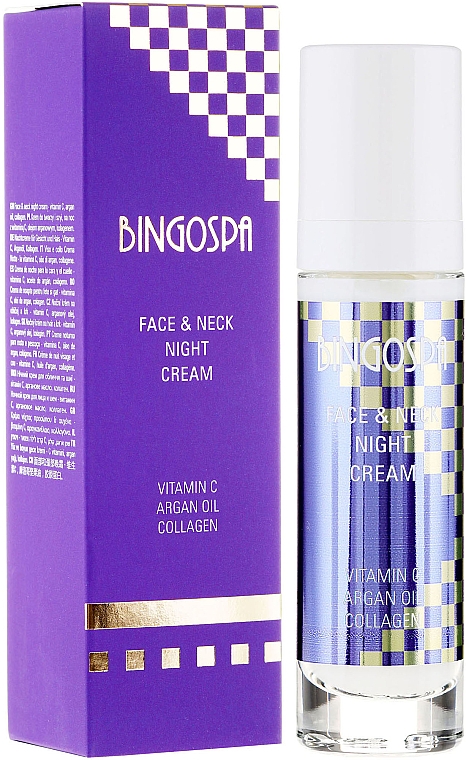 Nachtcreme für Gesicht und Hals mit Vitamin C, Arganöl und Kollagen - BingoSpa Face&Neck Night Cream — Bild N1
