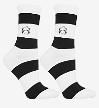 Lange Damensocken „Panda“, weiß mit schwarzen Streifen - Moraj — Bild N1