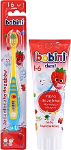 Düfte, Parfümerie und Kosmetik Zahnpflegeset für Kinder 1-6 Jahre - Bobini (Zahnbürste gelb-blau + Zahnpaste 75ml)