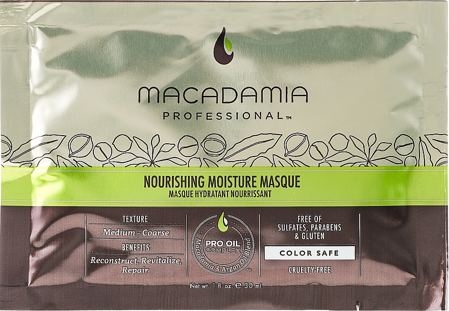 Feuchtigkeitsspendende Haarmaske mit Macadamia- und Arganöl für alle Haartypen - Macadamia Nourishing Moisture Masque (Probe) — Bild N1