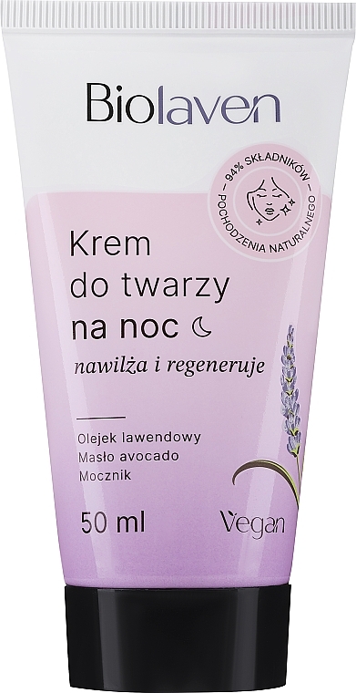 Feuchtigkeitsspendende und regenerierende Nachtcreme mit Traubenkern- und Lavendelöl - Biolaven Night Face Cream — Bild N1