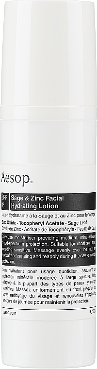 Sonnenschutzlotion für Gesicht und Körper  - Aesop Sage & Zinc Facial Hydrating Lotion SPF15 — Bild N1