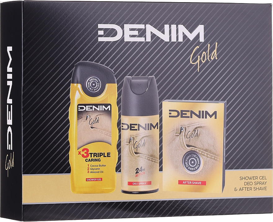 Denim Gold - Duftset (After Shave Lotion 100ml + Deospray 150ml + Duschgel 250ml) — Bild N1