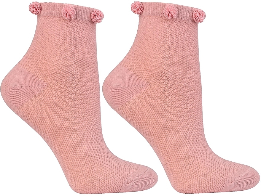 Kurze Damensocken mit Pompons rosa - Moraj — Bild N1