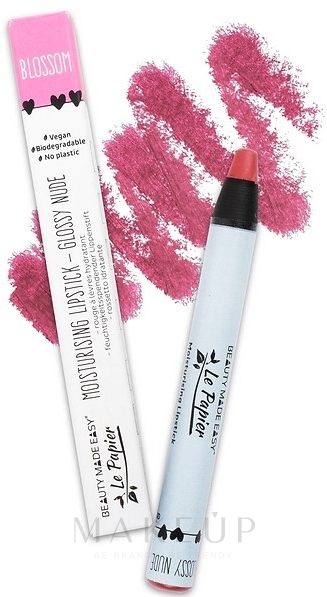 Feuchtigkeitsspendender Lippenstift - Beauty Made Easy Le Papier Moisturizing Lipstick Glossy Nudes — Bild Blossom