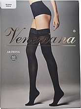 Halterlose Damenstümpfe mit Spitzenband Ar Fiona 60 Den nero - Veneziana — Bild N1