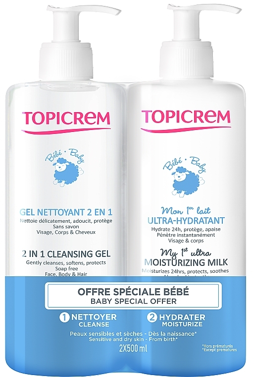 Set - Topicrem Baby (b/milk/500ml + gel/500ml) — Bild N1