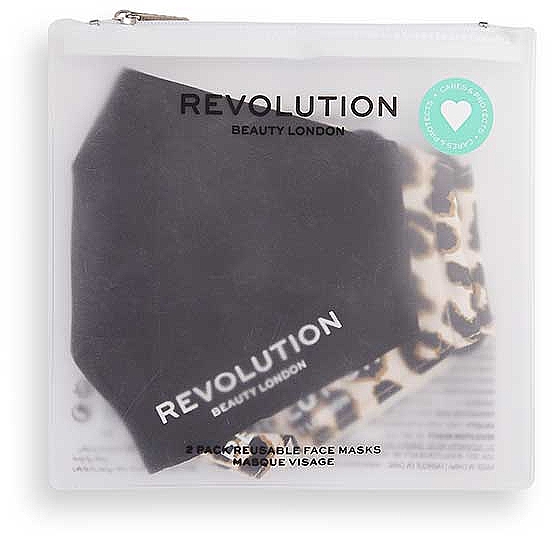 Schutzmaske 2 St. - Makeup Revolution 2Pack Re-Useable Fashion Fabric Face Mask Black — Bild N1