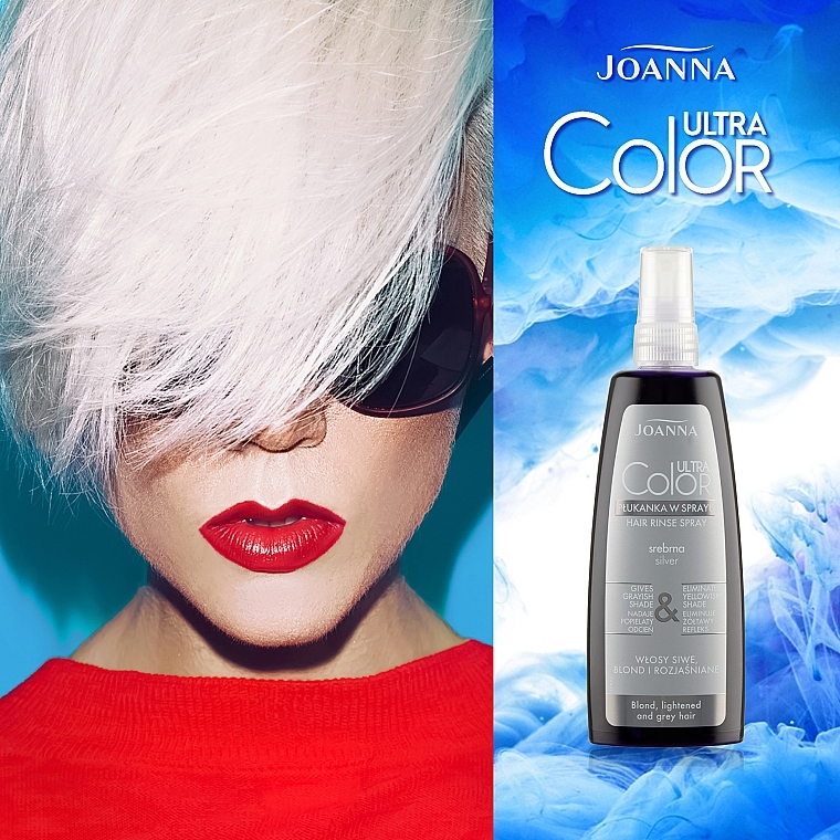 Silberne Tönungsspülung für graue, blonde und aufgehellte Haare - Joanna Ultra Color System Hair Spray Lotion — Bild N4