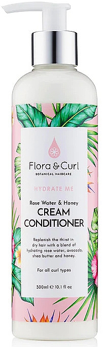 Creme-Conditioner mit Rosenwasser und Honig - Flora & Curl Hydrate Me Rose Water & Honey Cream Conditioner — Bild N1