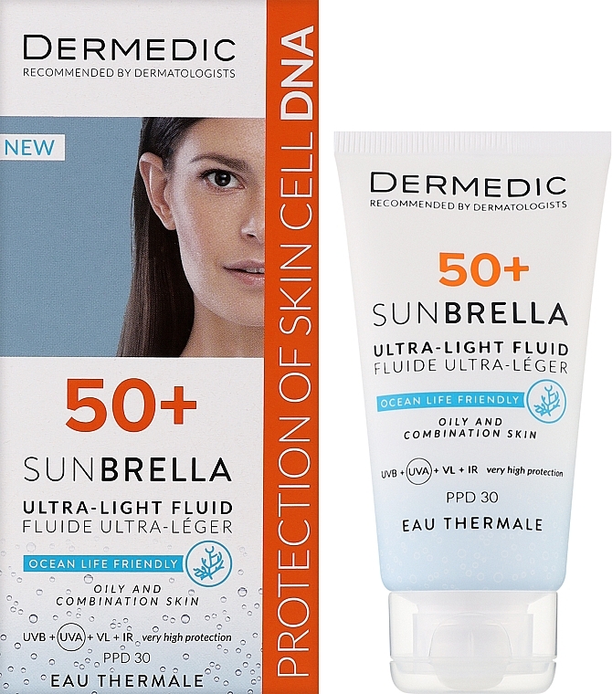 Ultraleichte Schutzcreme für fettige- und Mischhaut SPF 50+ - Dermedic 50+ Sunbrella Ultra-light Fluid — Bild N2