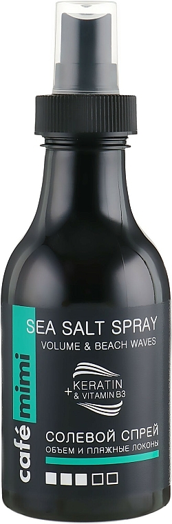 Meersalz-Haarspray für mehr Volumen und Strandwellenlocken mit Keratin und Vitamin B3 - Cafe Mimi Sea Salt Spray Volume & Beach Waves