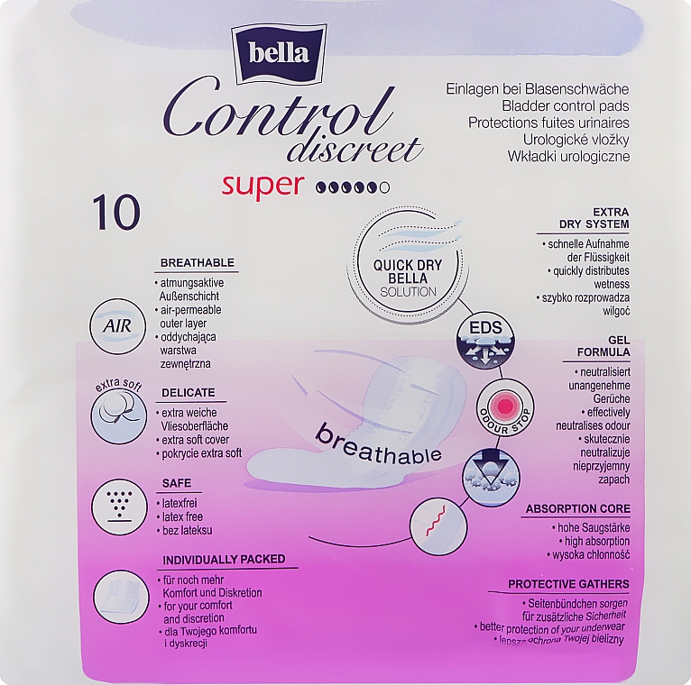 Einlagen bei Blasenschwäche 10 St. - Bella Control Discreet Super Bladder Control Pads — Bild N2