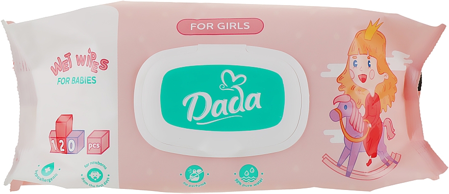 Unparfümierte Feuchttücher für Mädchen mit Deckel - Dada Wipes For Girls — Bild N1