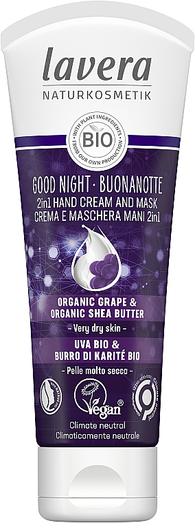 Nachtcreme-Handmaske - Lavera Good Night 2In1 Hand Cream & Mask — Bild N1