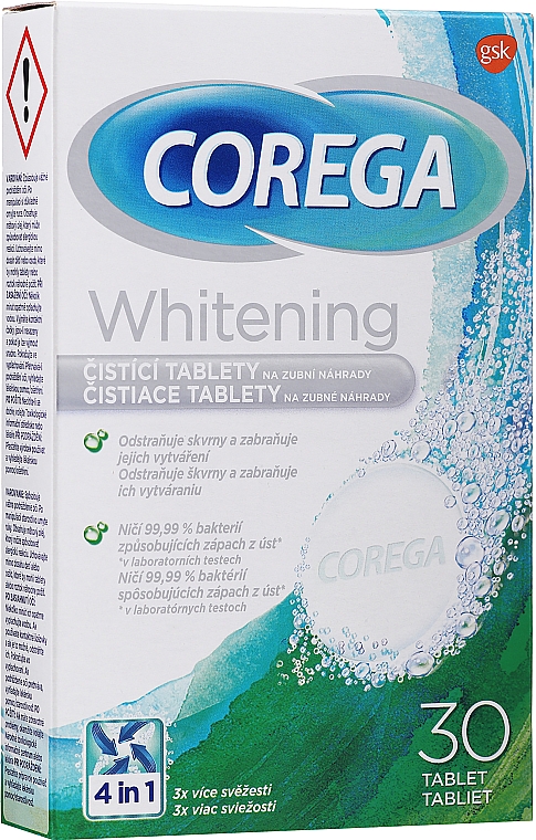 Reinigungstabletten für Zahnersatz 30 St. - Corega Whitening Tabs — Bild N1