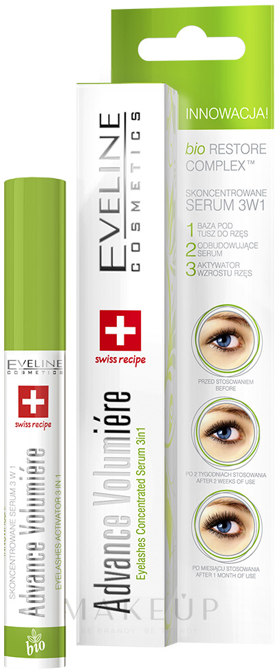 Aktives Wimpernserum 3in1 - Eveline Cosmetics Cosmetics Eyelashes Concentrated Serum 3in1 — Foto 10 ml