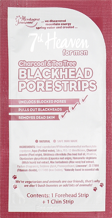 T-Zonen-Streifen - 7th Heaven Men's Blackhead T-Zone Strips Charcoal & Tea Tree — Bild N4