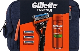 Set - Gillette Fusion 5 (gel/200ml + razor/1pc + blade/3pcs + bag/1pc) — Bild N1