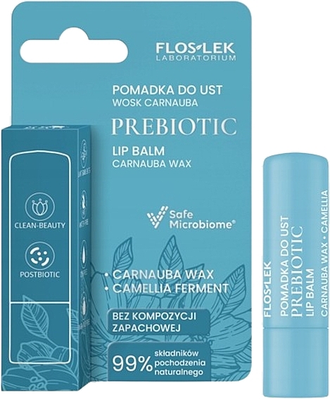 Lippenbalsam mit Carnaubawachs - Floslek Prebiotic Lip Balm Carnauba Wax  — Bild N1