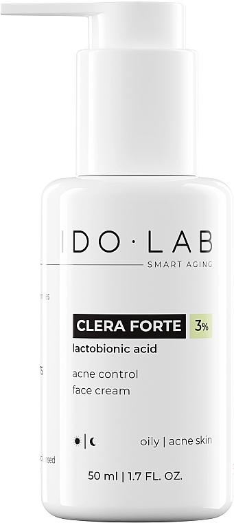 Revitalisierende und regenerierende Creme für fettige und zu Akne neigende Haut - Idolab Clera Forte 3% Acne Control Face Cream — Bild N1