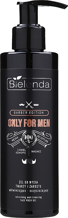 Erfrischendes und reinigendes Gesichts- und Bartgel - Bielenda Only For Men Barber Edition Refreshing And Cleansing Face Wash Gel — Bild N1