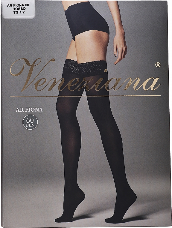 Halterlose Damenstümpfe mit Spitzenband Ar Fiona 60 Den rot - Veneziana — Bild N1