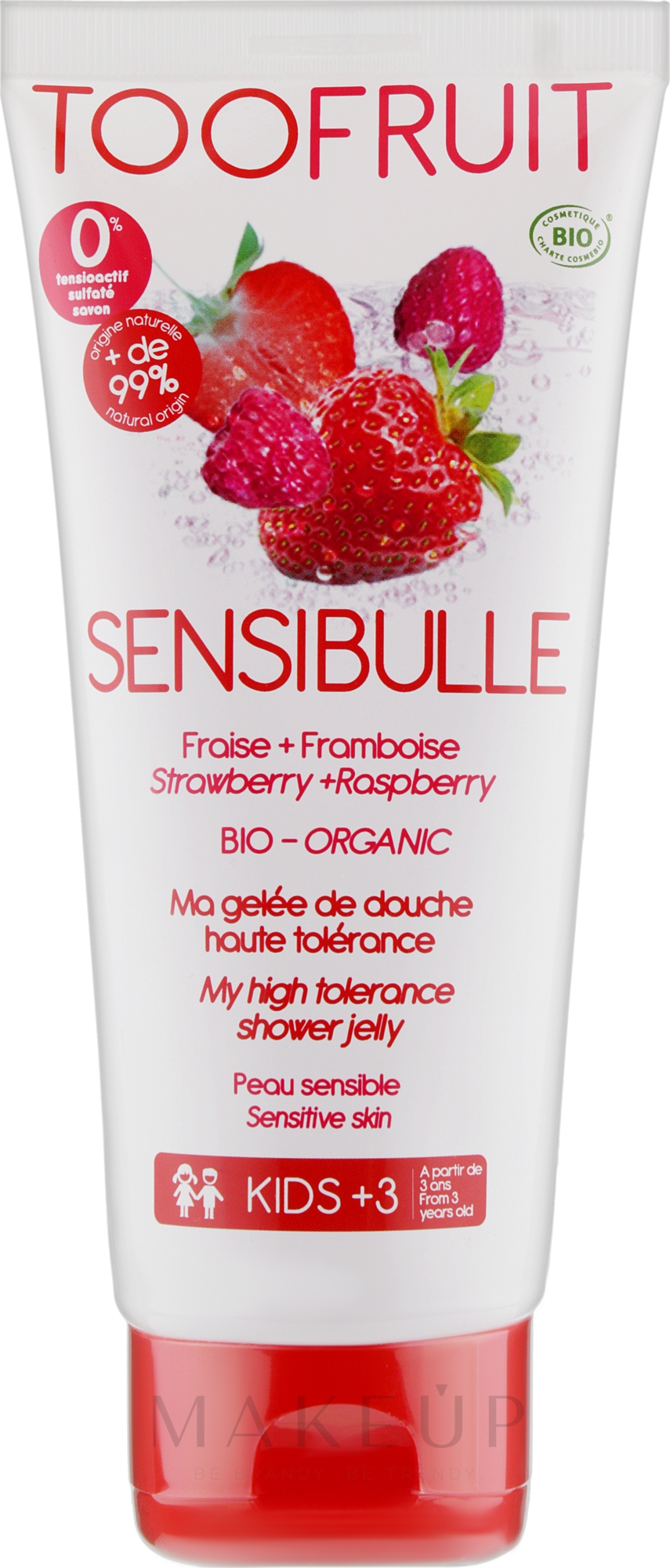 Kinder-Duschgel für empfindliche Haut mit Himbeere und Erdbeere - TOOFRUIT Raspberry Strawberry Sensitive Shower Gel — Bild 200 ml
