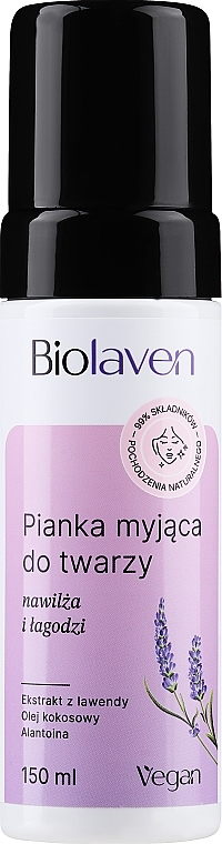 Beruhigender Gesichtsschaum mit Traubenkern- und Lavendelöl - Biolaven — Bild N1