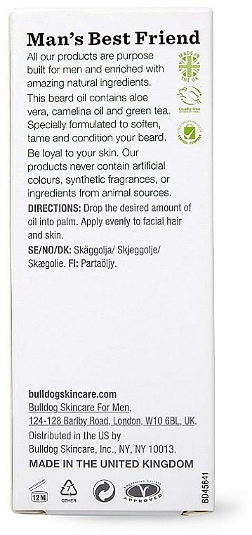 Bartöl mit Aloe Vera, Kamelienöl und grünem Tee - Bulldog Skincare Original Beard Oil — Bild N3