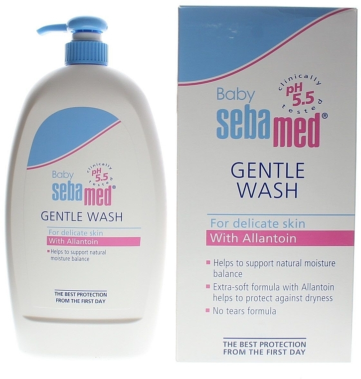 Feuchtigkeitsspendende Körperreinigungslotion für Babys mit Allantoin - Sebamed Extra Soft Ph 5.5 Baby Wash — Bild N5