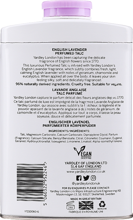Yardley English Lavender Perfumed Talc - Parfümierter Talk mit Lavendel — Bild N2