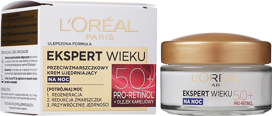 Straffende und pflegende Anti-Falten Nachtcreme mit Lifting-Effekt - L'Oreal Paris Age Specialist Expert Night Cream 50+ — Bild N2