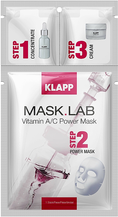 Tuchmaske für das Gesicht mit Vitamin A und C - Klapp Mask Lab Vitamin A/C Power Mask