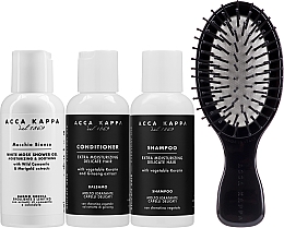 Reiseset für das Haar - Acca Kappa White Moss (Shampoo 100ml + Duschgel 100ml + Conditioner 100ml + Haarbürste + Kosmetiktasche) — Bild N2