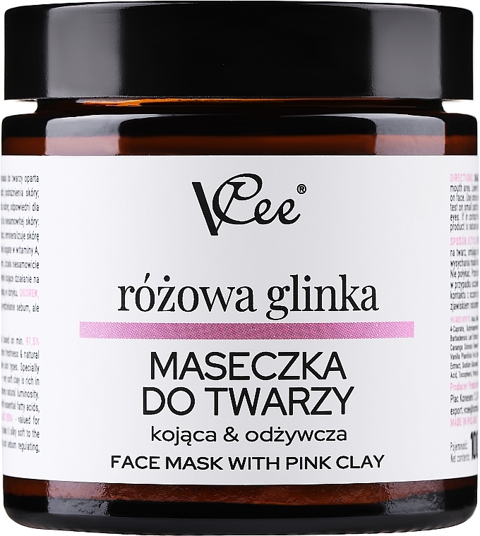 Beruhigende und nährende Gesichtsmaske mit rosa Ton - VCee Pink Clay Face Mask Calming&Nourisning — Bild N1
