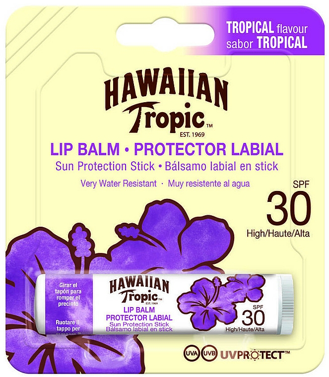 Sonnenschützender Lippenbalsam mit tropischem Geschmack SPF 30 - Hawaiian Tropic Lip Balm SPF 30 — Bild N1
