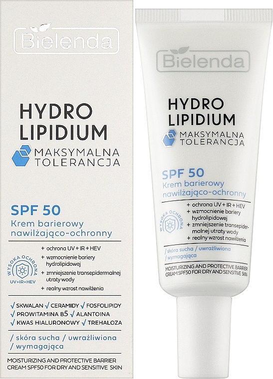 Feuchtigkeitsspendende und schützende Barrierecreme - Bielenda Hydro Lipidium SPF50 — Bild N3