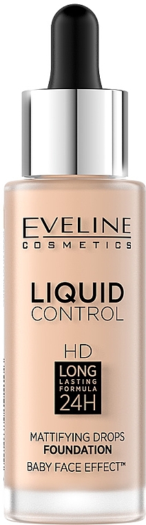 Eveline Cosmetics Liquid Control HD Mattifying Drops Foundation - Flüssige langanhaltende Foundation
