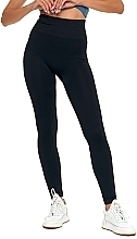 Gerippte Damen-Leggings mit hoher Taille schwarz - Moraj — Bild N1