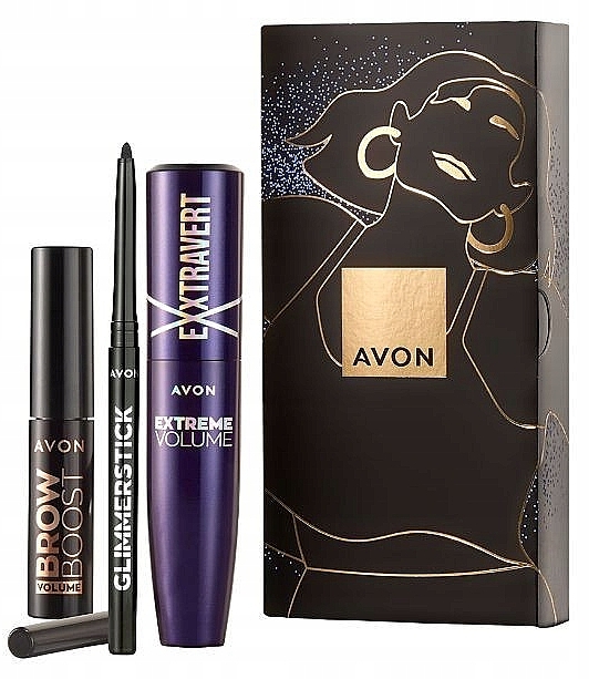 Augen-Make-up-Geschenkset - Avon (Mascara 9.5ml + Eyeliner 0.28g + Augenbrauengel 3.3ml) — Bild N2