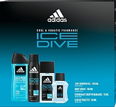 Düfte, Parfümerie und Kosmetik Adidas Ice Dive - Duftset (Eau de Toilette 50ml + Körperspray 150ml + Deospray 75ml + Duschgel 250ml)