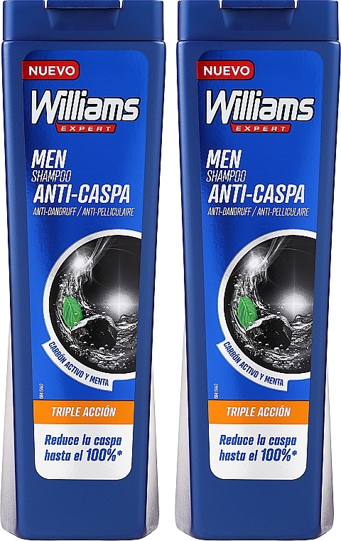 Haarpflegeset - Williams Men Anti-Dandruff Shampoo Triple Action (Haarshampoo 2x 250ml) — Bild N1