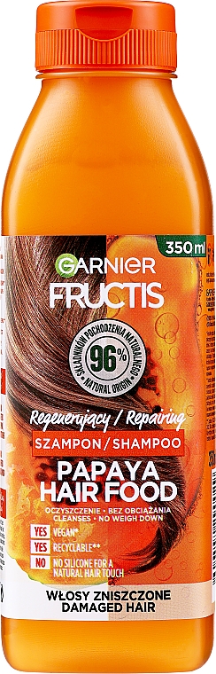 Regenerierendes Shampoo mit Papaya-Extrakt für strapaziertes Haar - Garnier Fructis Repairing Papaya Hair Food Shampoo