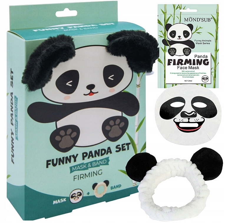 Gesichtspflegeset - Mond'Sub Funny Panda Set (Gesichtsmaske 24ml + Haarband 1 St.) — Bild N2