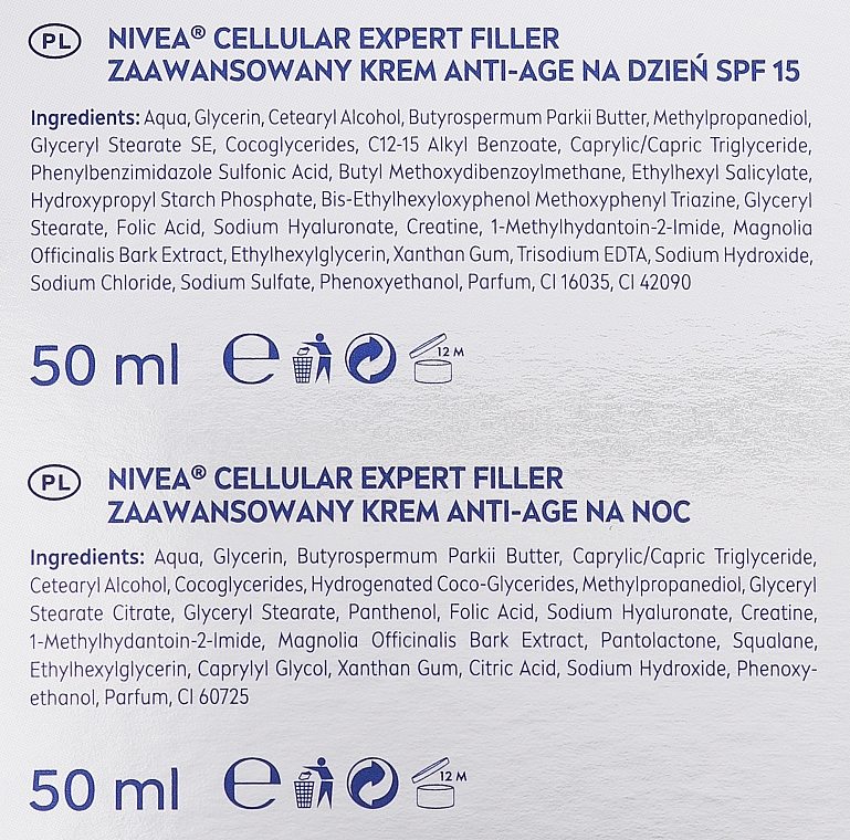 Gesichtspflegeset - Nivea Hyaluron Cellular Filler (Tagescreme 50ml + Nachtcreme 50ml) — Bild N3