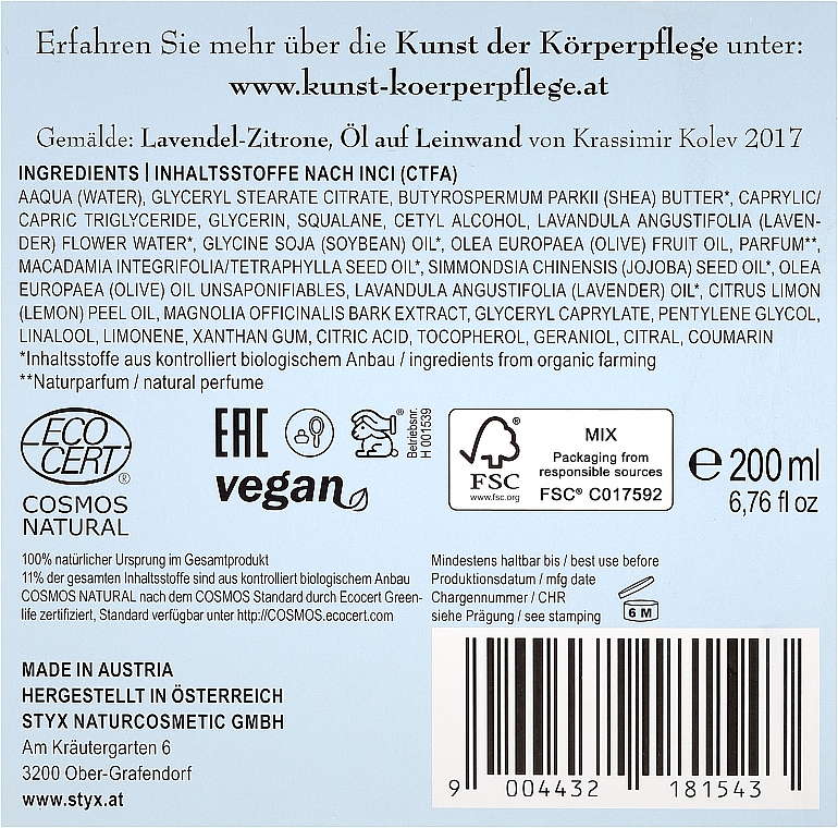 Körpercreme mit Lavendel und Zitrone - Styx Naturcosmetic Lavender Lemon Body Cream — Bild N4