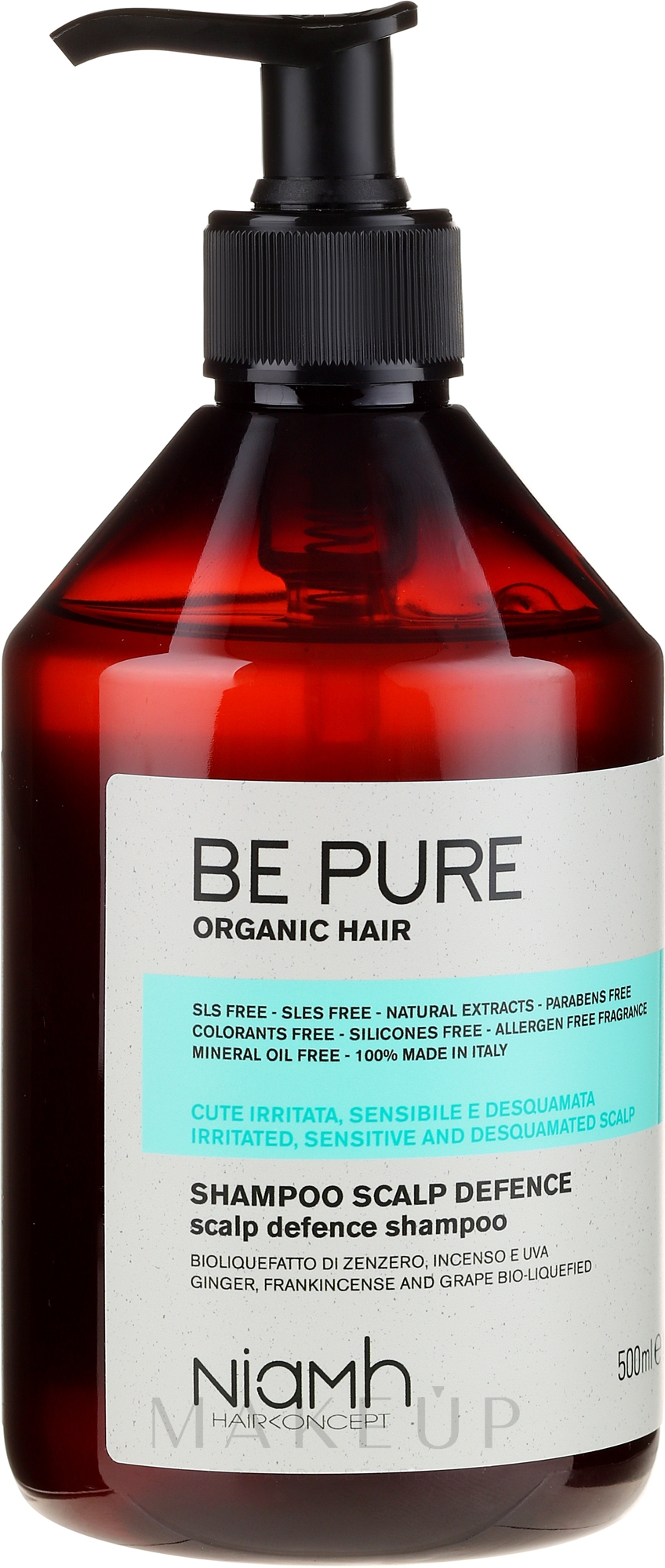 Beruhigendes Shampoo mit Ingwer- und Traubenextrakt - Niamh Hairconcept Be Pure Scalp Defence Shampoo — Bild 500 ml